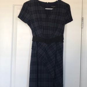 Navy plaid banana republic midi dress